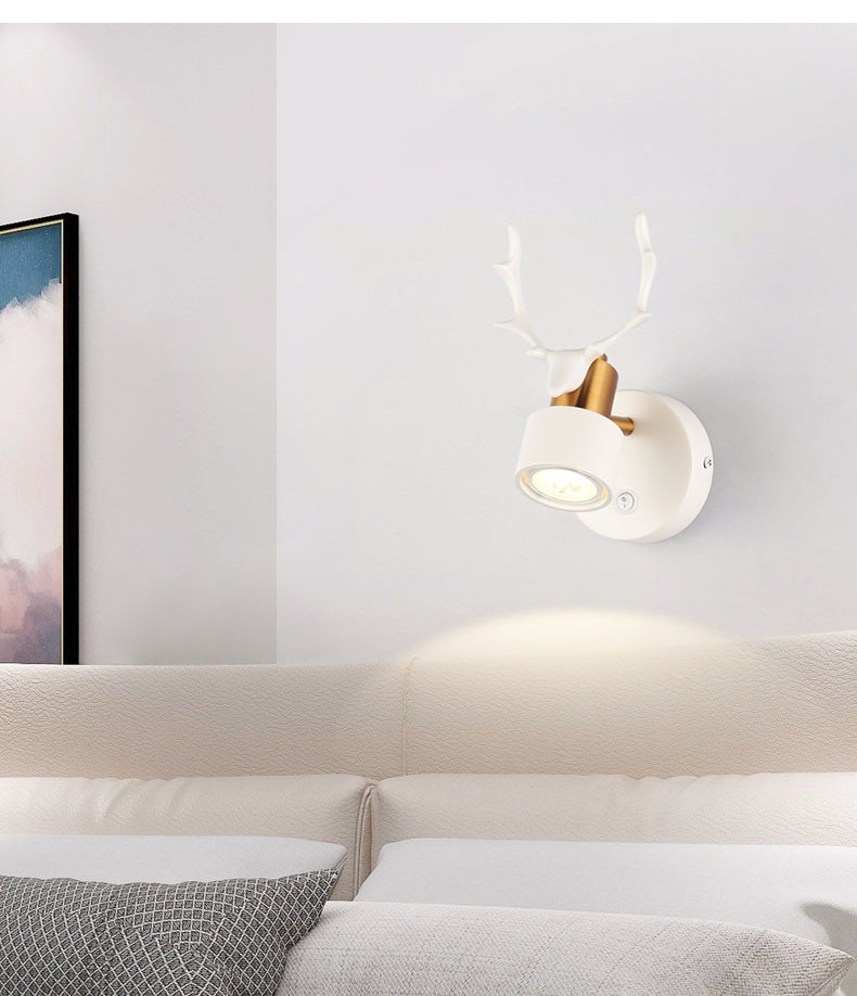 LED Wall Light with White Metal Stag Design